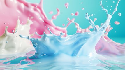 .Splash of milk with clipping path. 3D illustration, milk, liquid, drink, splashing, motion, dairy, beverage, cream, white, fresh, food, freshness, drop, Gen AI