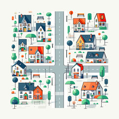 Canvas Print - village vector in white background  