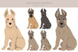 Bouvier des Ardennes puppy clipart. Different coat colors and poses set