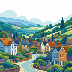 Canvas Print - village vector in white background 