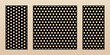 Laser cut pattern set. Vector template with abstract geometric texture, perforated hexagonal grid, mesh. Decorative stencil for CNC cut, laser cutting of wood, metal, paper. Aspect ratio 1:2, 1:1