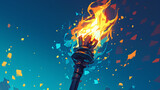 Fototapeta Zwierzęta - Illustration of a wooden torch fire. 3d medieval fire lamp. Combustion element design