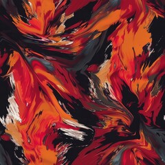 Wall Mural - Abstract Red and Black Dynamic Paint Swirls Background