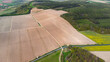 aerial view of a hops field in the Czech Republic in April