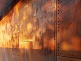 Fototapeta Uliczki - Burnished copper facade, unique wall cladding, reflective light