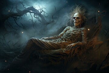 Wall Mural - Disturbing Skeleton nightmare. Ghost horror death. Generate Ai