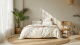 Fototapeta  - beautiful bed in a country style room in high resolution
