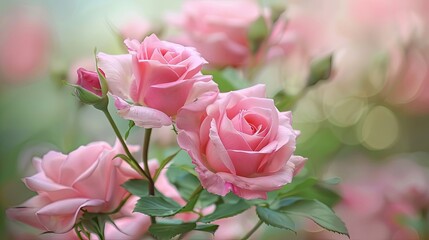 Wall Mural - Pink roses are a beautiful sight to behold