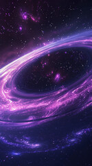 Wall Mural - Neon rings twist with energy against a starry backdrop.