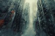 Create a dystopian vision through abstract art with unexpected camera angles, showcasing a panoramic view of a decaying world that intrigues and captivates