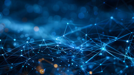 Wall Mural - abstract network connections with blue-toned dots and lines