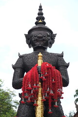 Sticker - statue of buddha,buddha statue in temple,thai temple,Thao Wessuwan,Vessavana,  God of Wealth, God of the North, North Deva, Vaisramana, The Guardian Deities of Four Parts of Earth, Smoky Quartz, 