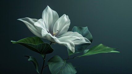 Wall Mural - an Amarnath flower delicately captured with its leaves in a stunning photograph, set against an isolated white background for emphasis.