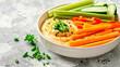 hummus with vegetables in a bowl. selective focus.