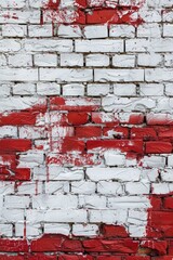 Poster - A red and white painted brick wall. Suitable for architectural or interior design projects