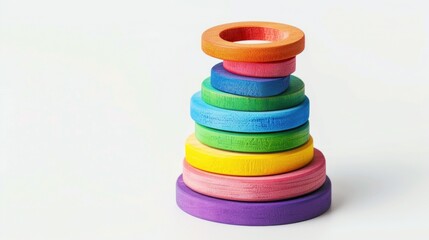 Sticker - A stack of colorful wooden rings, perfect for educational or children's themed projects