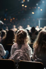 Poster - Group of people sitting in chairs in front of a stage. Suitable for event and performance concepts