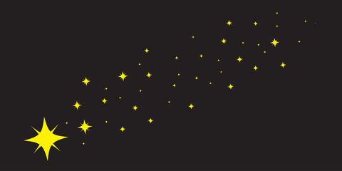 Wall Mural - shooting stars icon vector set at night sky. meteorite and comet symbols. flying comet with tail, fa