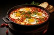 Vibrant Shakshouka arabic. Egg tomato dinner. Generate Ai