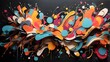vibrant abstract graffiti over a black background featuring dynamic forms and dots