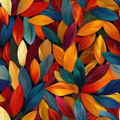 Canvas Print - Vibrant autumn leaves on a dark backdrop, suitable for seasonal designs