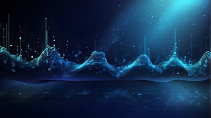 Blue abstract background music. An equalizer for music that combines the idea of a music backdrop equalizer with sound waves.Illustration in vector format