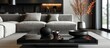 © Lasvu - Contemporary interior accent: coffee table in black square design.