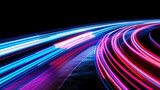 Fototapeta  - abstract background with lines, High speed light trails in motion, glow lines, internet data transfer concept, Ai generated image 