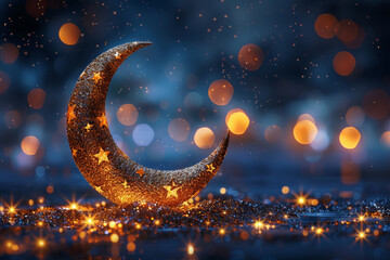 Wall Mural - The symbol of the holy holiday of Eid al-Adha. A crescent moon and a star. The halal symbol