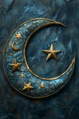 Wall Mural - The symbol of the holy holiday of Eid al-Adha. A crescent moon and a star. The halal symbol