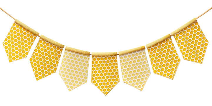 honeycomb bunting flag isolated on transparent background, element remove background, element for design