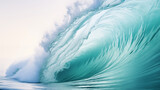 Fototapeta Londyn - Grande vague, rouleau dans l'océan. Mer déchainée, écume. Eau en mouvement. Surf. 