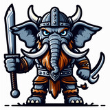 Fototapeta  - logo angry viking elephant Mascot