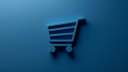 Wall Mural - A blue shopping cart with wheels