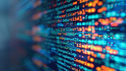 A digital background with code and computer screens, representing the realm of software development and coding in technology in a futuristic style Generative AI