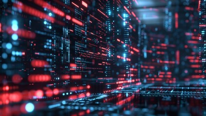 A digital background with code and data visualizations, representing the advanced technology of coding in software development Generative AI