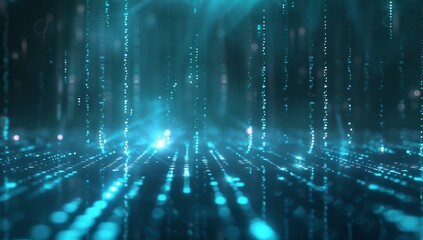 Wall Mural - digital background featuring digital code and data flow visualizations. the scene includes a futuris