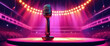 Centrally located microphone with stand. Illustration.