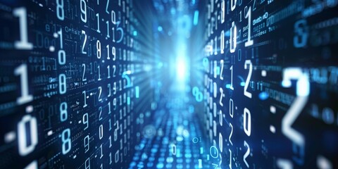 Fototapete - A Conceptual Representation of Cybersecurity with a Lock Amidst Binary Code, Guarding Against Online Threats, Generative AI