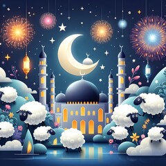 Wall Mural - Eid al-Adha banner on social media 