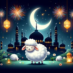 Wall Mural - Eid al-Adha banner on social media 