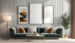 © Ash - Frame mockup, ISO A paper size. Living room wall poster mockup. Interior mockup with house background. Modern interior design. 3D render, photo, 3d render, stock photo, stock images