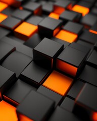 Wall Mural - black and orange background with cubes, iPhone wallpaper