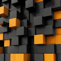 Wall Mural - black and orange background with blocks, iPhone wallpaper, high resolution, ultra realistic photography