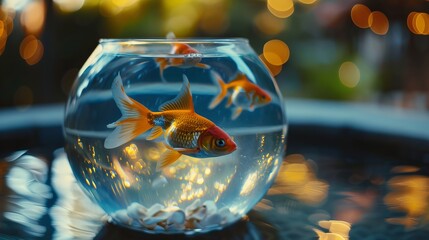 Wall Mural - Goldfish in fishbowl