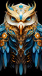 steampunk owl wallpaper for smartphones with a black background, bird background with gold ornaments on its body