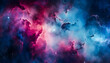 galaxy background with stunning views of nebulae and stars with stunning colors, nebula wallpaper with red and blue space clouds