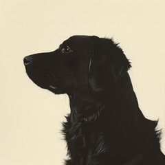 Poster - a black dog looking up