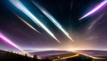 Wall Mural - Flying meteors cut out
