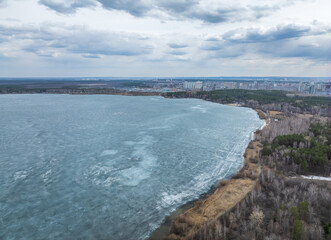 Wall Mural - Spring Landscape. The long-awaited spring. Nature wakes up. Aerial view